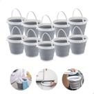 Kit 10 Balde Silicone Dobrável Retrátil Flexível 5 Litros Com Alça