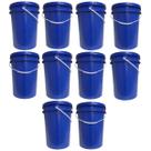 Kit 10 Baldes 22 Litros Azul Atóxico Alimentício c/ Tampa Lacre Hermética e Alça Plástica
