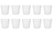Kit 10 Baldes Branco 10 Litros com Tampa Lacre e Alça Resistente Multiuso Armazenagem