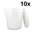 Kit 10 Baldes Plástico 3,6L Atóxico com Tampa Hermética e Alça para Armazenamento Alimentos Bebidas
