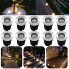 Kit 10 Balizadores Spot Led SMD Em PVC De 1W Luz Branco Frio Ou Quente De Embutir Em Piso Chão Solo Gramado Jardim Deck