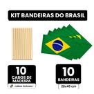 Kit 10 Bandeira de Mão do Brasil Cabo Flâmula Haste Torcida Copa Mundo Jogo Olímpicos Desfile 7 de Setembro Festa Nações