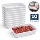 Kit 10 Bandejas Brancas Plásticas Açougue/Churrasco 4 Litros Kit 10 Bandejas Brancas Plásticas Açougue/Churrasco 4 Litros