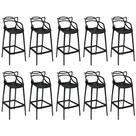 Kit 10 Banquetas Allegra com Encosto Design Cozinha/Bancada - Preto
