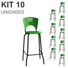 KIT 10 Banquetas Fixa Alta Piacere para recepção Cor Verde