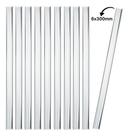 Kit 10 Bastões Agitador 6x300mm Vidro Maciço Ponta Lapidada