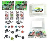 Kit 10 Beyblade Pião Tornado Metal Fusion + 6 Lançadores + Maleta