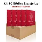Kit 10 Bíblia Sagrada Brochura Bordô - Evangelização - Textos Coloridos Letra Média