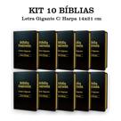 Kit 10 Bíblia Sagrada Letra Gigante - Luxo -Preta - C/ Harpa Cristã