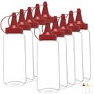 Kit 10 Bisnagas Flexível Transparente 250ML Molho Ketchup Maionese Mostarda Lanchonete Reutilizável