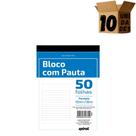 Kit 10 Blocos De anotação Com pauta 100x138 serrilhado 50 Folhas Spiral
