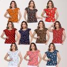 Kit 10 Blusinhas Crepinho Social Feminina Estampas Lindas Cor:VariadasTamanho:GG Kit 10 Blusinhas Crepinho Social Feminina Estampas Lindas Cor:VariadasTamanho:GG