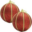 Kit 10 Bolas Vermelho Glitter Árvore De Natal Artesanal 10cm
