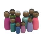 Kit 10 Bonecos Afro Pequeno de Madeira - Kit Família - Bonecos para Constelação Familiar