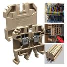 Kit 10 Bornes Elétricos De Passagem 2,5mm Bege Trilho Din