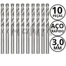 Kit 10 Brocas de Aço Rápido Para Metal 3,0 mm - MTX Kit 10 Brocas de Aço Rápido Para Metal 3,0 mm - MTX