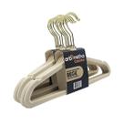 Kit 10 Cabides 28cm Infantil Veludo Bege Slim Gancho Dourado