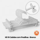 Kit 10 Cabides Para Saia E Shorts Com Presilha Plastico Reforçado - BRANCO