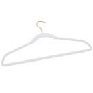 Kit 10 Cabides Veludo Branco Gancho Dourado Antideslizantes