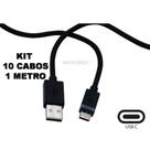 Kit 10 Cabos USB Tipo C de 1 Metro Economia e Durabilidade Máxima