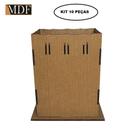 Kit 10 Cachepot Borda Ondulada Passa Fita G 12x12x15 Laser Mdf Madeira Marrom