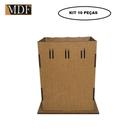 Kit 10 Cachepot Borda Ondulada Passa Fita M 10x10x12 Laser Mdf Madeira Marrom