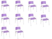 Kit 10 Cadeira Iso Infantil Creche, Escola Base Branco Lilas