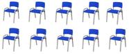 Kit 10 Cadeira Iso Infantil Creche, Escola Base Cinza Azul