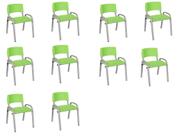Kit 10 Cadeira Iso Infantil Creche, Escola Base Cinza Verde Claro