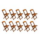 Kit 10 Cadeiras de Madeira Dobravel Mel