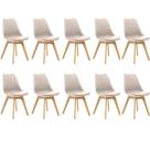 Kit 10 Cadeiras Estofadas Saarinen Wood Pés de Madeira Bege