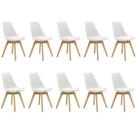 Kit 10 Cadeiras Estofadas Saarinen Wood Pés de Madeira Branco