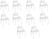 Kit 10 Cadeiras Infantil Iso, Escola, Base Branco-Branco