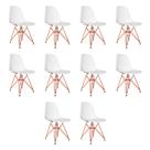 Kit 10 Cadeiras Jantar Assento Branco Eiffel Eames Base Ferro Cobre