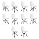 Kit 10 Cadeiras Jantar Assento Branco Eiffel Eames Base Ferro Preto