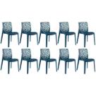 Kit 10 Cadeiras Laráz Gruvyer Design Anatômico Azul petróleo