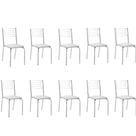 Kit 10 Cadeiras Nanda Cromada material sintético Branco Kit 10 Cadeiras Nanda Cromada material sintético Branco