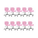 Kit 10 Cadeiras Office Eiffel Slim Ajustável Oficial Rosa