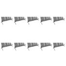 Kit 10 Cadeiras para Escritório Longarina 4 Lugares Aço Inox Dubai