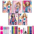 Kit 10 Caderno Girl Love Capa Dura 80 Folhas Arame+ 40 Itens