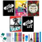 Kit 10 Caderno Grande Skate Capa Dura 96 Folhas 38 Itens