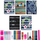 Kit 10 Caderno Jeans 96 Folhas Arame Capa Dura Com 40 Itens
