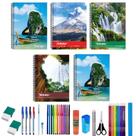 Kit 10 Caderno Natureza Arame Capa Dura 96 Folhas + 36 Itens
