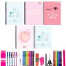Kit 10 Caderno Power Girl Capa Dura 80 Folhas Arame+ 40Itens