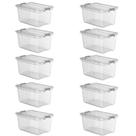 Kit 10 Caixa Organizadora 50 Litros Plástica Transparente Livre BPA Plasvale