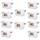 Kit 10 Caixa Organizadora Alta Transparente 8L Tampa e Trava