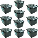 Kit 10 Caixa Organizadora Multiuso Preta C/ Tampa 30L