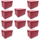 Kit 10 Caixa Organizadora Rattan Decorativa C/ Tampa Rosa 25589 Arqplast