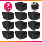 Kit 10 Caixas Organizadora Rattan 7 Litros C/ Tampa Preta 25588 Arqplast