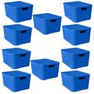 Kit 10 Caixas Organizadora Rattan 7L C/Tampa Azul-Arqplast Kit 10 Caixas Organizadora Rattan 7L C/Tampa Azul-Arqplast